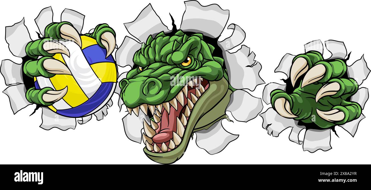 Mascotte de volleyball crocodile alligator crocodile Illustration de Vecteur