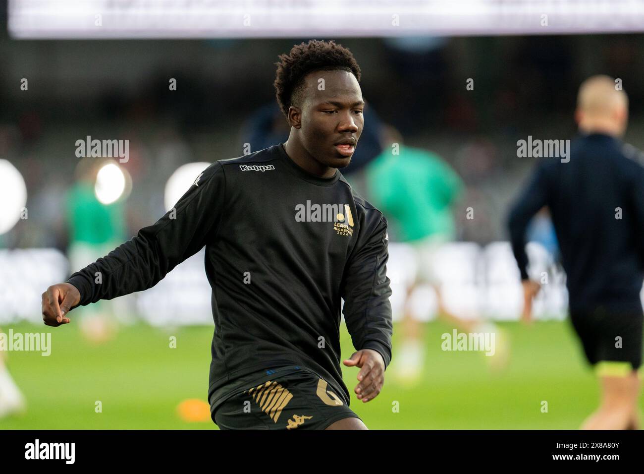 Melbourne, Australie. 24 mai 2024. Melbourne, Australie, 24 mai 2024 : Nestory Irankunda (66 A-League Men All-Stars) se réchauffe avant le match amical de la semaine mondiale du football entre les A-League Men All-Stars et Newcastle United FC au Marvel Stadium de Melbourne, en Australie. (NOE Llamas/SPP) crédit : photo de presse sportive SPP. /Alamy Live News Banque D'Images