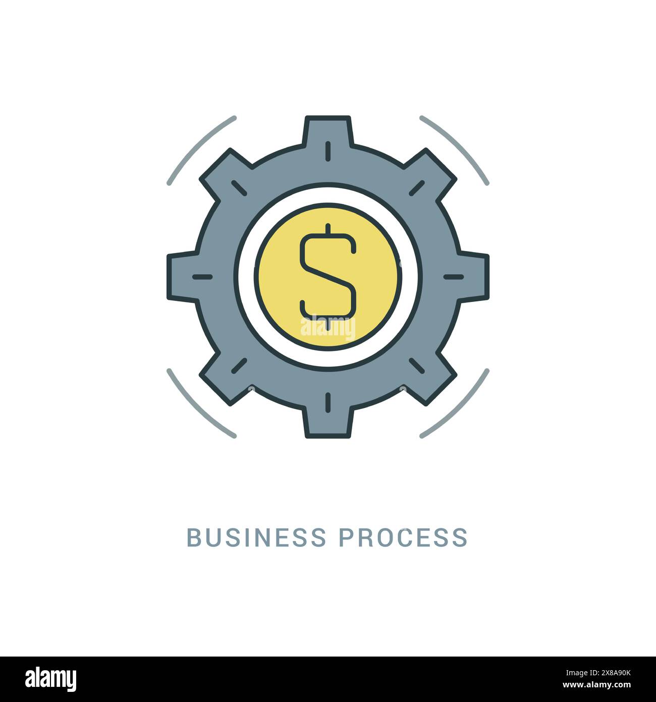 Icône de ligne illustration vectorielle de contour linéaire mince plat. Pour les graphiques de site Web, applications mobiles, infographies. Processus d'affaires, équipement et symbole d'argent. Illustration de Vecteur