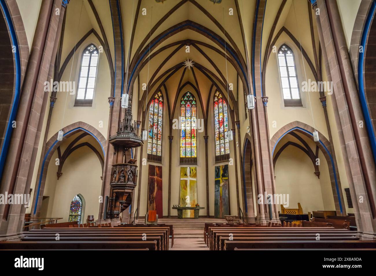 Evangelische Stadtkirche, Poststraße, Offenburg, Baden-Württemberg, Deutschland Banque D'Images