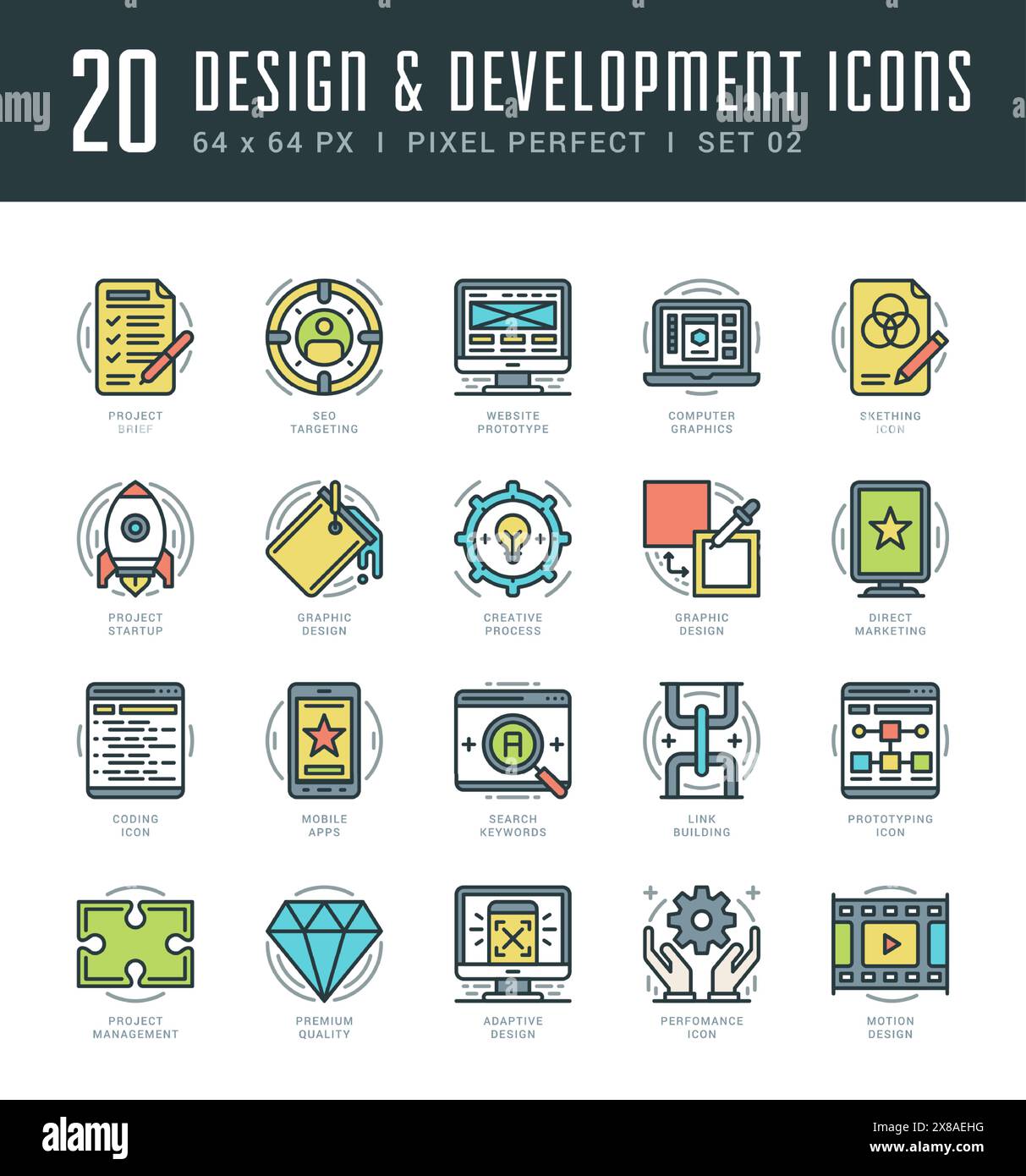 Icônes de ligne définies. Concept de conception et de développement de vecteur de course linéaire mince plat moderne et tendance. Pour les graphiques de site Web, applications mobiles, conception d'infographies, B. Illustration de Vecteur