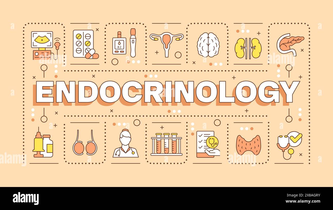 Endocrinologie concept de mot orange Illustration de Vecteur