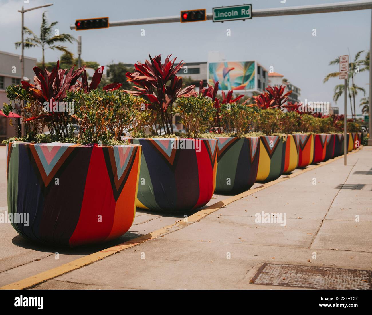 Pots sur la rue Miami Beach coloré Banque D'Images