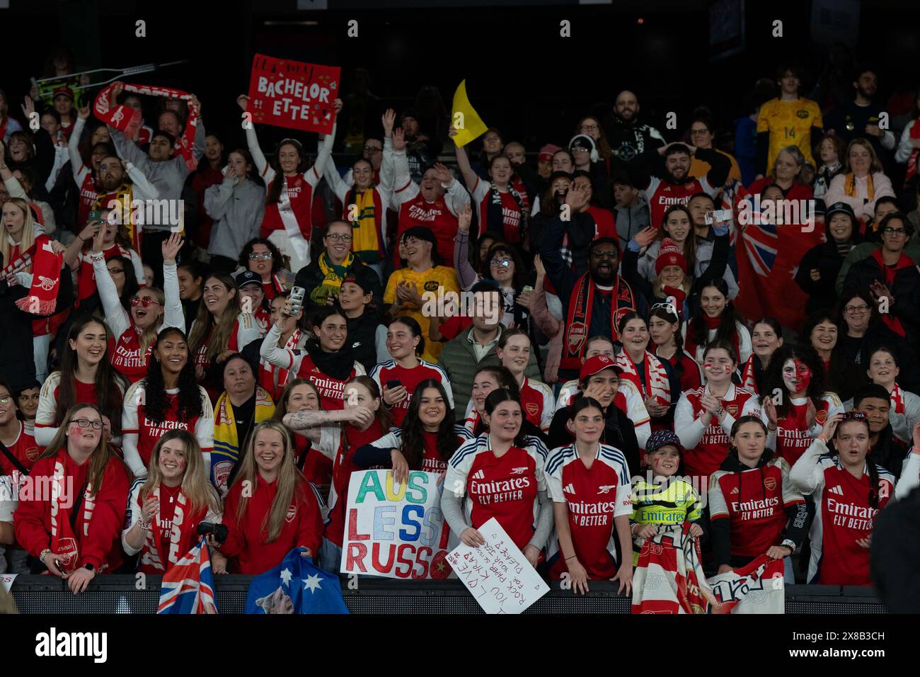 Melbourne, Australie. 24 mai 2024. Melbourne, Australie, 24 mai 2024 : les fans d'Arsenal à l'intérieur du stade pendant le match amical de la semaine mondiale du football entre les A-League Women All-Stars et Arsenal au Marvel Stadium de Melbourne, en Australie. (NOE Llamas/SPP) crédit : photo de presse sportive SPP. /Alamy Live News Banque D'Images