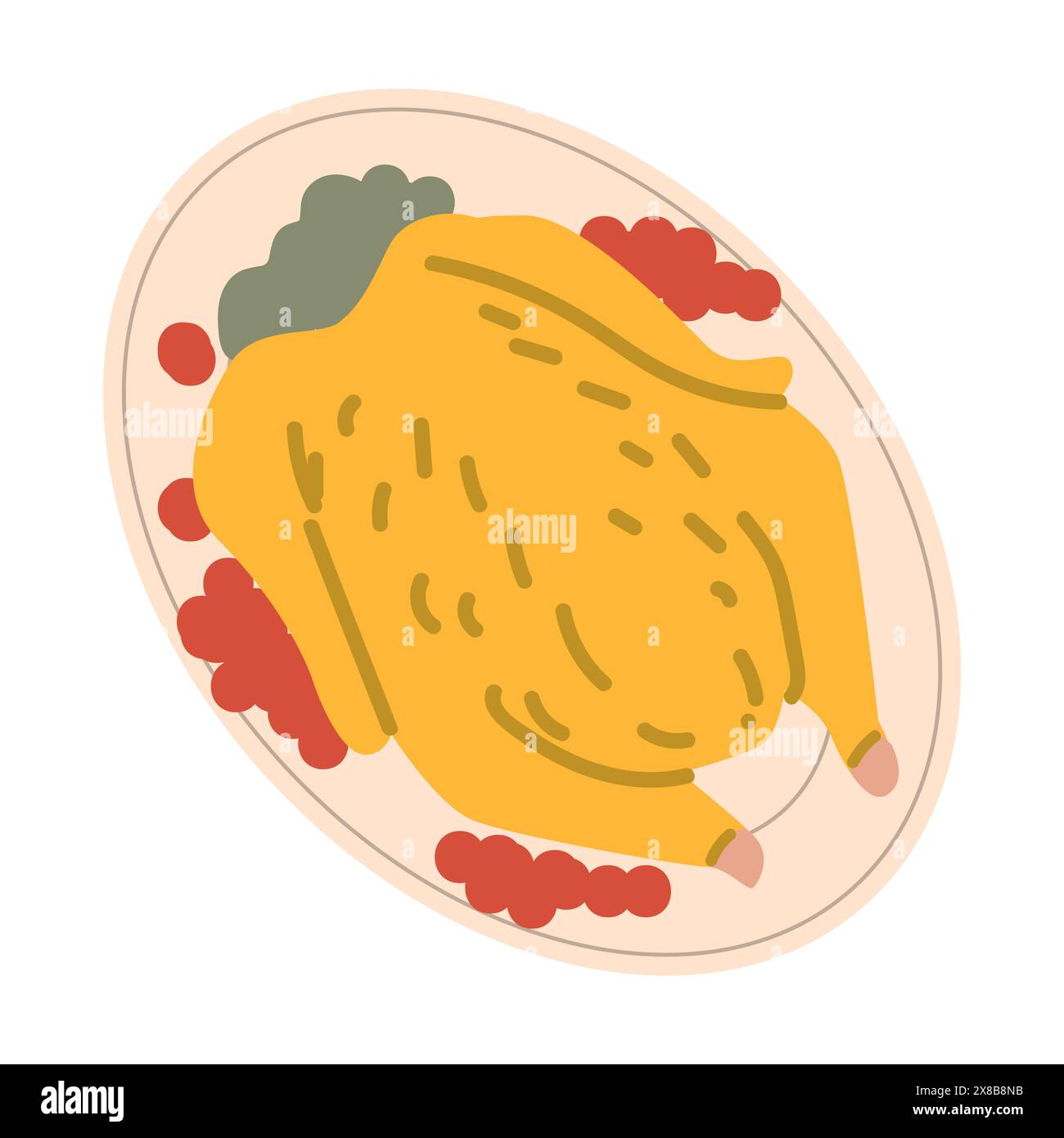 Automne automne automne Thanksgiving élément plat de dinde sur assiette icône de récolte. Illustration vectorielle de nourriture d'automne dessinée à la main Illustration de Vecteur