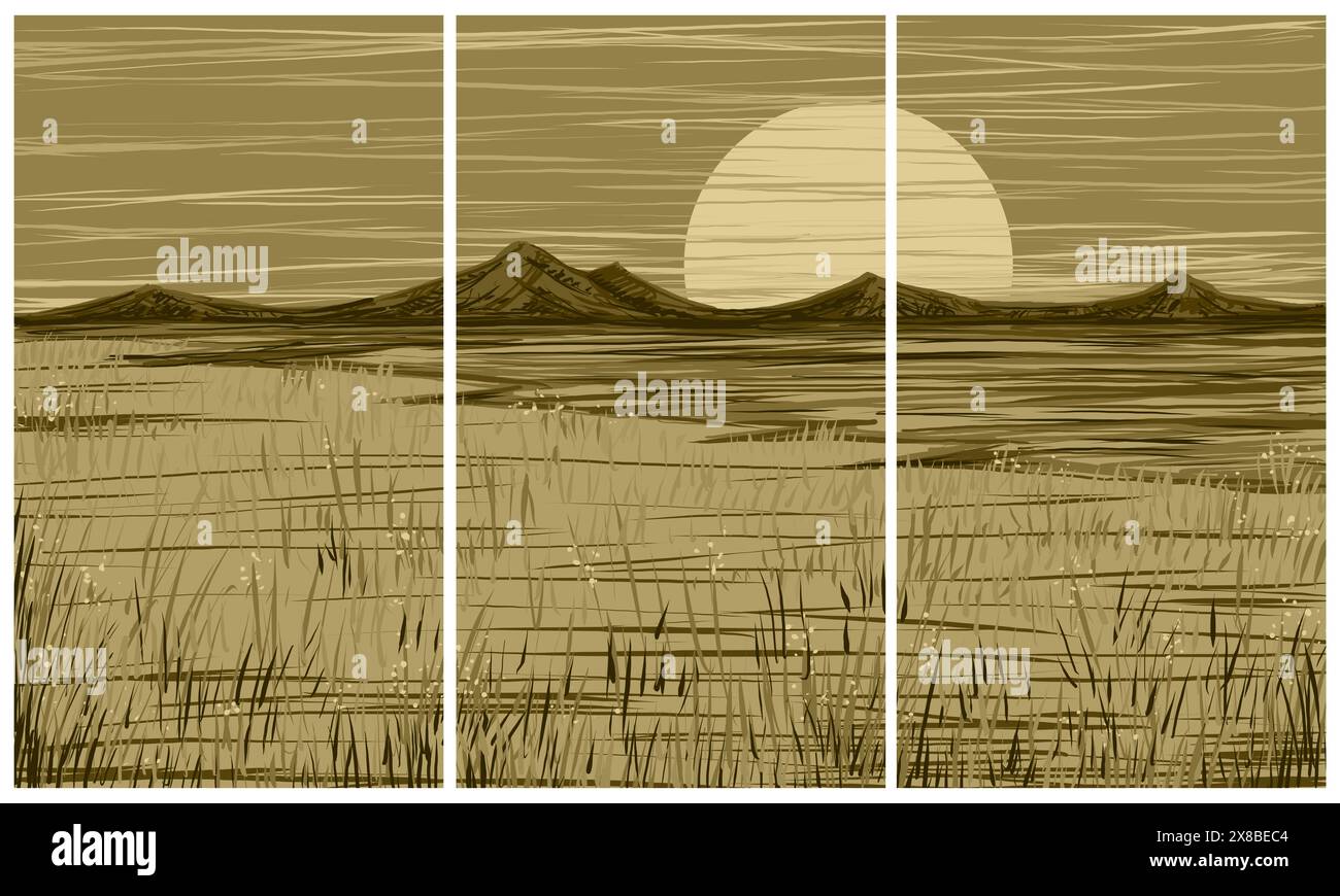 Triptyque intérieur moderne. Banque D'Images