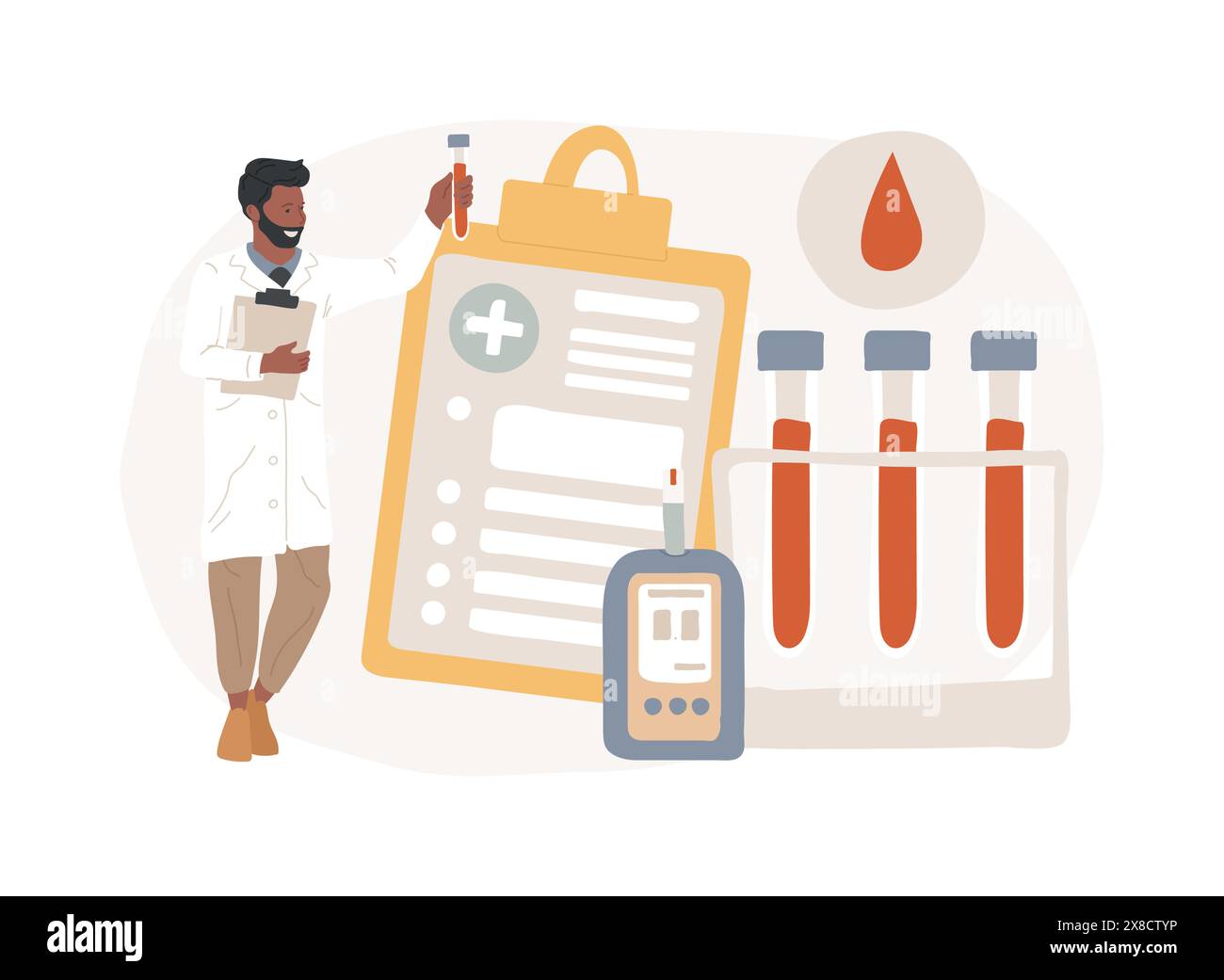 Illustration vectorielle conceptuelle isolée des résultats de l'examen du diabète. Illustration de Vecteur