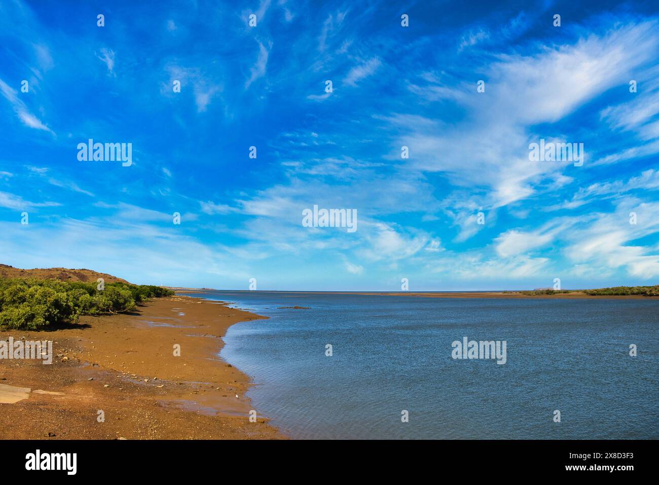 L'embouchure de la rivière Harding, près de Cossack dans la région isolée de Pilbara en Australie occidentale Banque D'Images