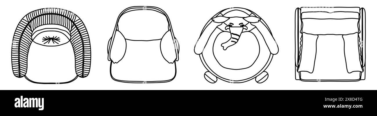 Concept ou ensemble conceptuel ou collection de fauteuils de différentes perspectives isolés sur blanc. 3d illustration comme métahor pour l'architecture et Banque D'Images