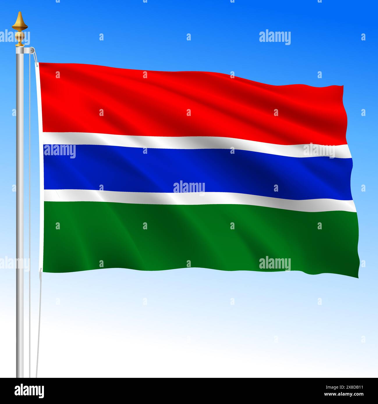 Gambie, drapeau officiel de l'ondulation nationale, pays africain, illustration vectorielle Illustration de Vecteur