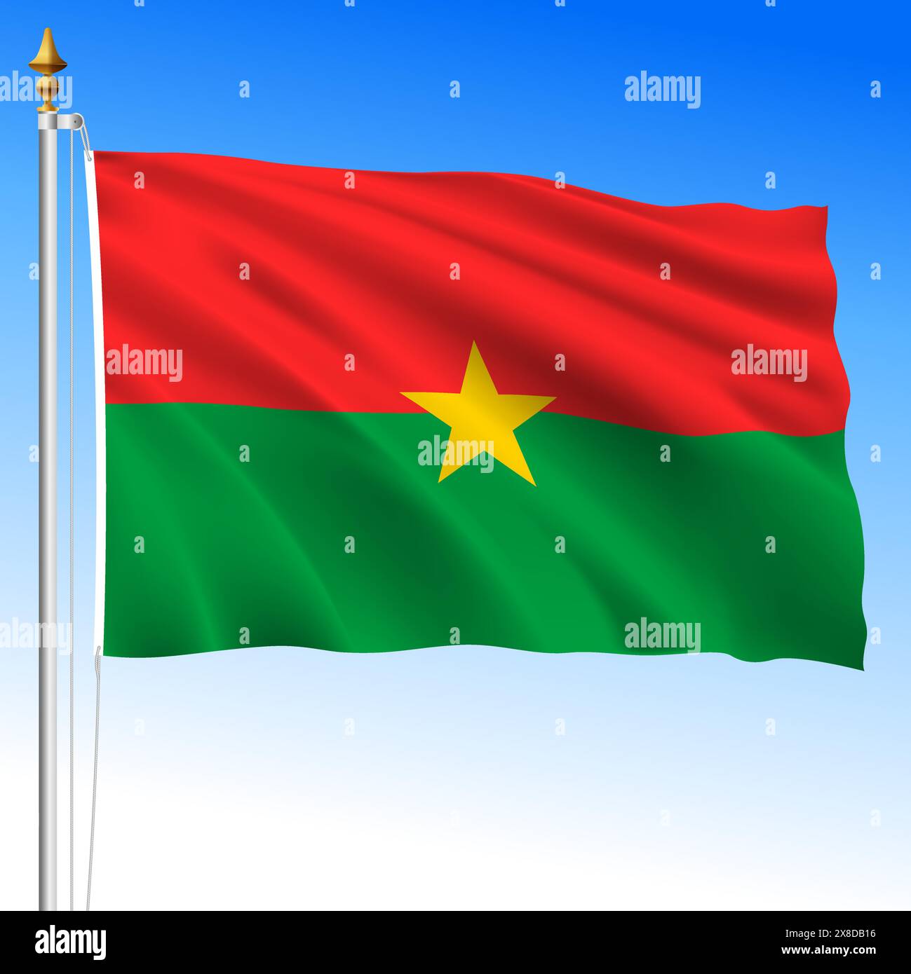 Burkina Faso, drapeau officiel de l'ondulation nationale, pays africain, illustration vectorielle Illustration de Vecteur