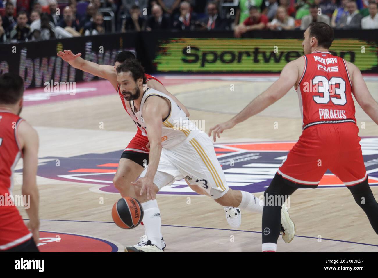 Berlin, Allemagne, 24 mai 2024. Sergio Llull Melia en action lors du match entre l'Olympiacos et le Real Madrid. Turkish Airlines Euroliga final four Berlin 2024. Crédit : Fabideciria/Alamy Live News Banque D'Images