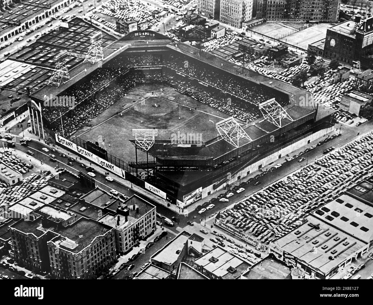 Photo historique exposée à Dodgertown représentant Ebbets Field à Brooklyn, domicile des Brooklyn Dodgers jusqu'en 1958, date à laquelle ils déménagent à Los Angeles, Californie, États-Unis Banque D'Images