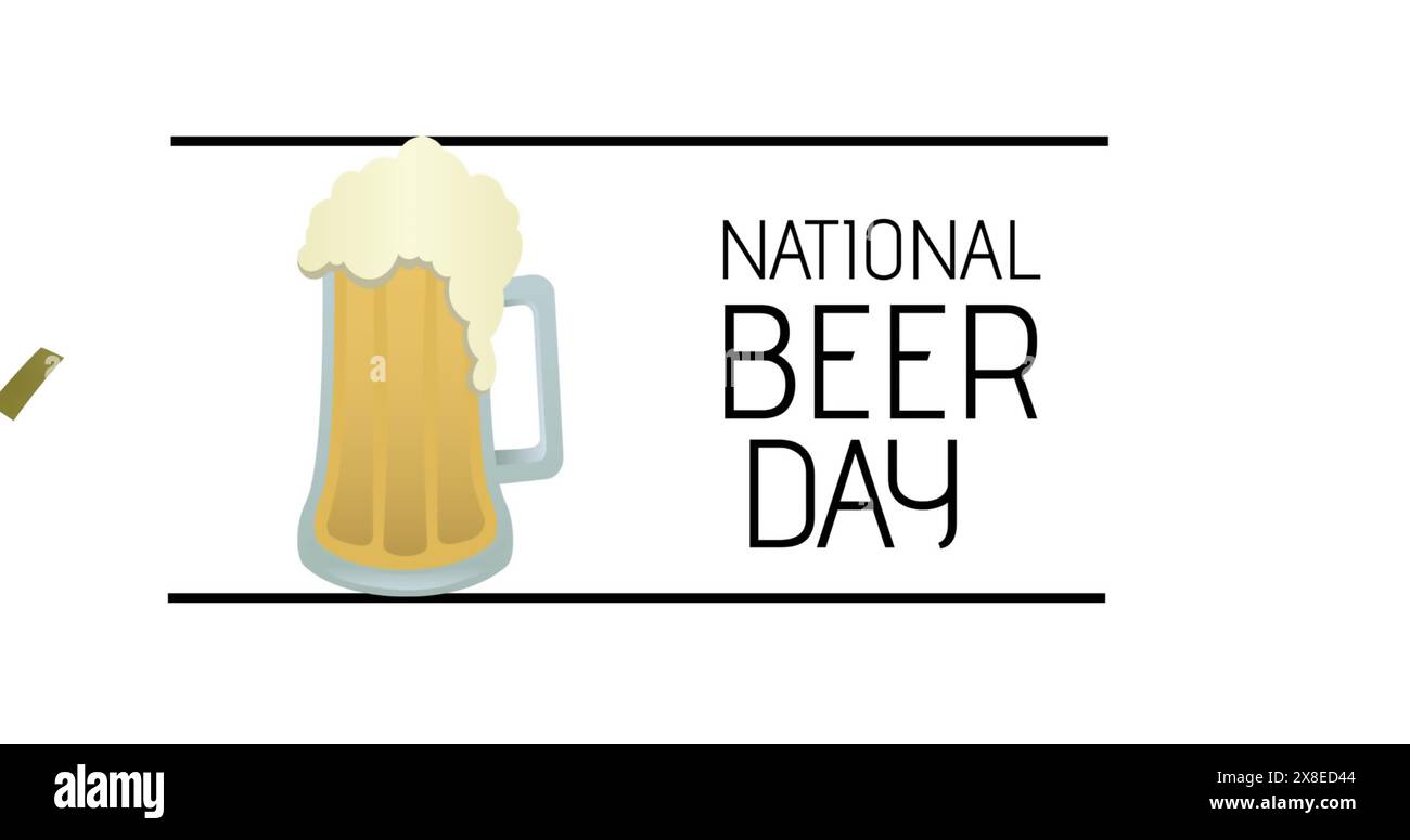 Tasse à bière avec mousse débordante célébrant la Journée nationale de la bière Banque D'Images