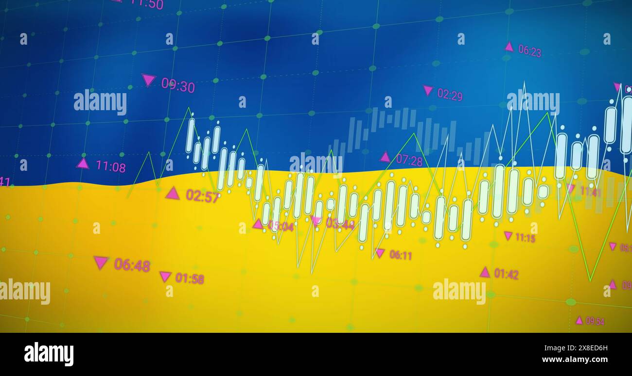 Graphiques et graphiques colorés couvrant l'écran, montrant les tendances des données Banque D'Images
