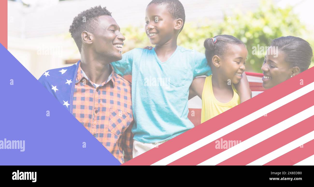 Famille afro-américaine passant du temps ensemble, oncle tenant son petit-fils Banque D'Images