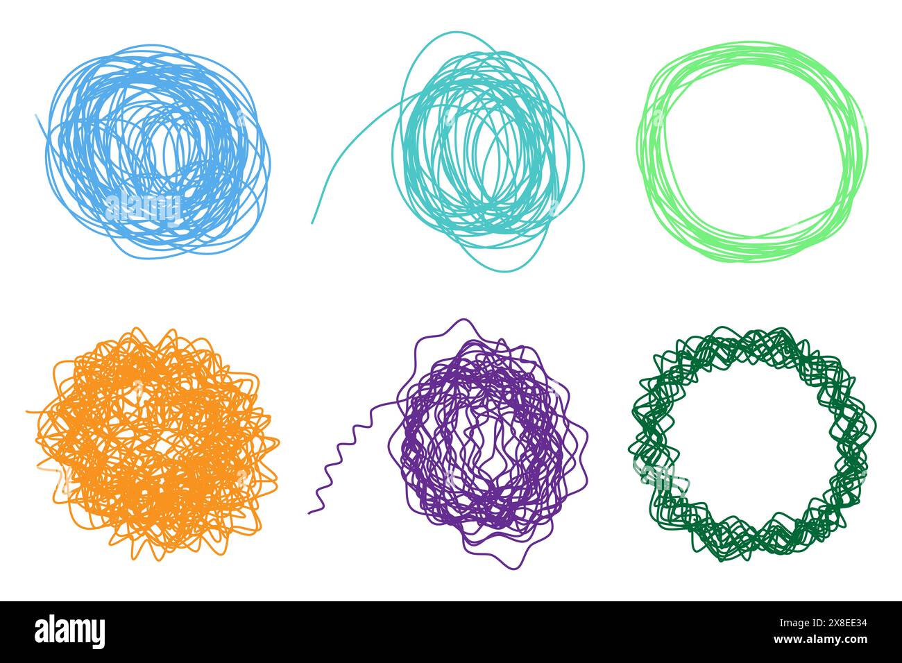 Chaos coloré enchevêtré forme gribouillage esquisse complexe illustration de texture chaotique. Illustration de Vecteur