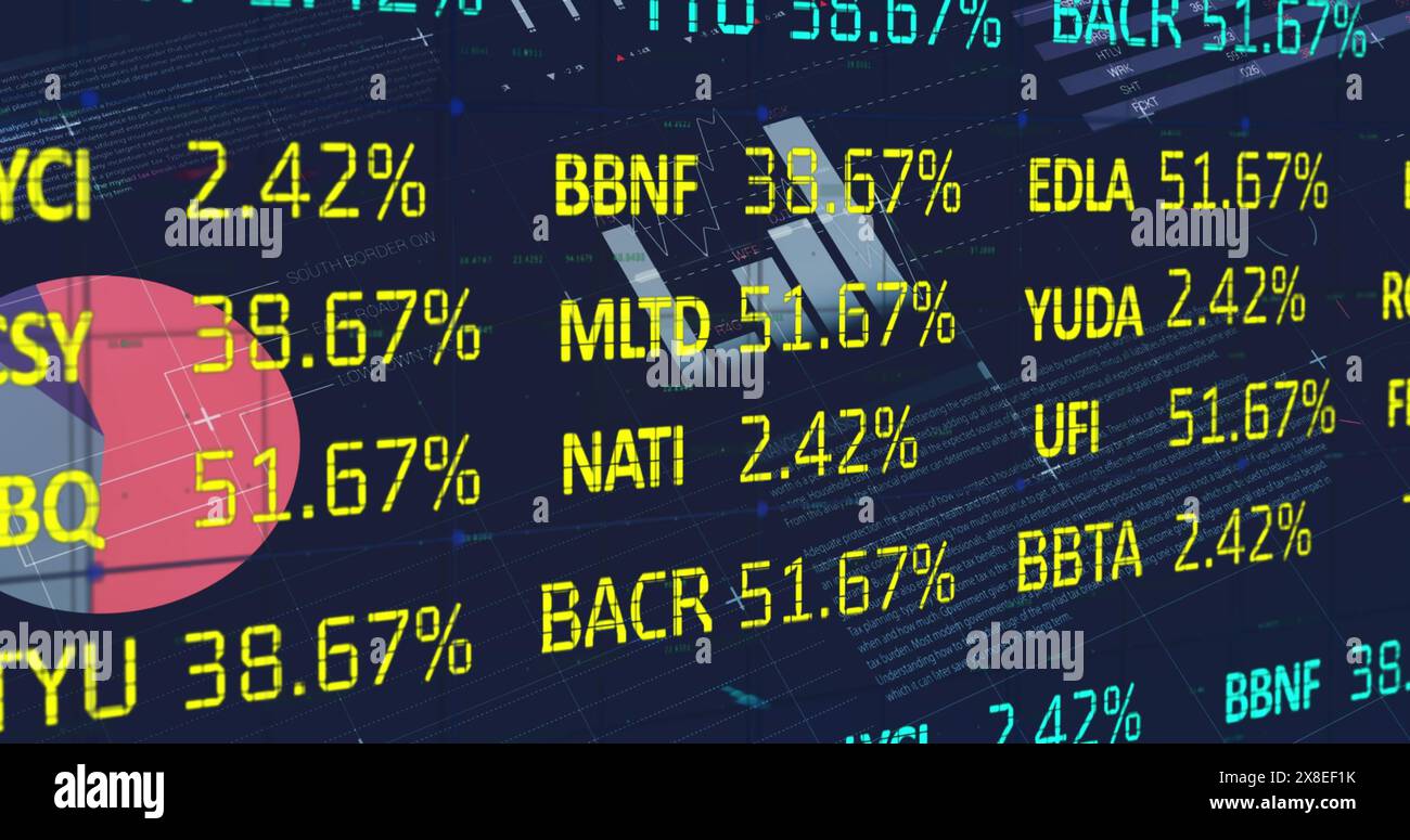 Image du traitement des données statistiques et boursières sur fond bleu Banque D'Images