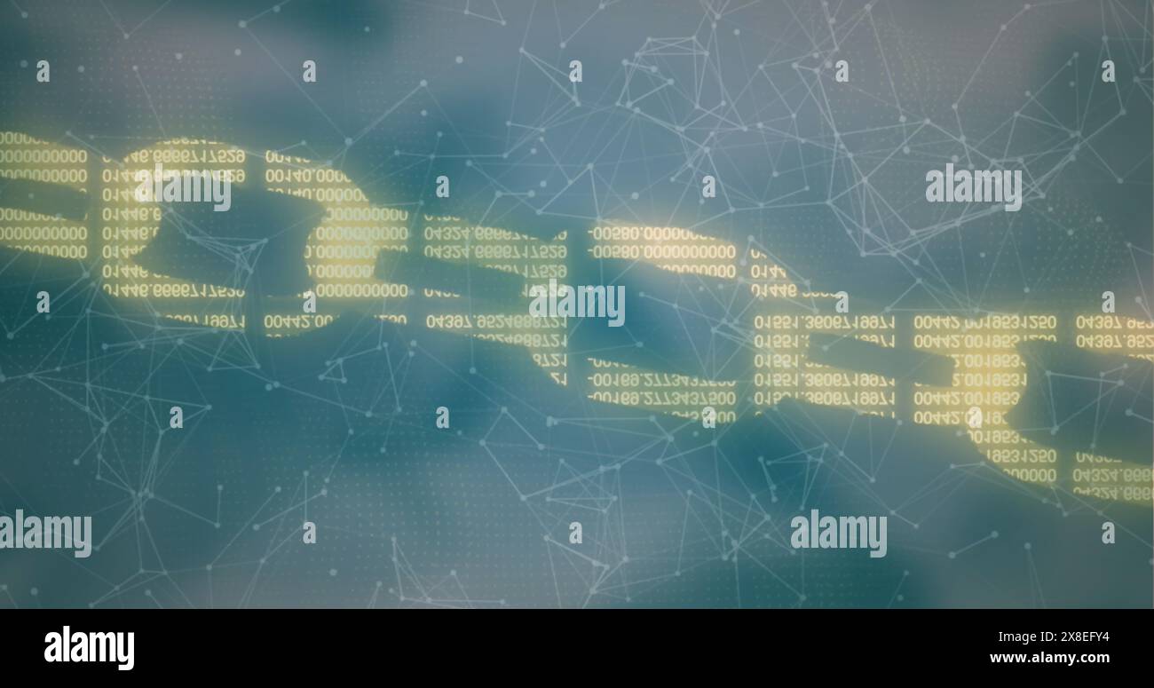 Image de l'icône de la chaîne de sécurité et du réseau de connexions sur fond gris dégradé Banque D'Images