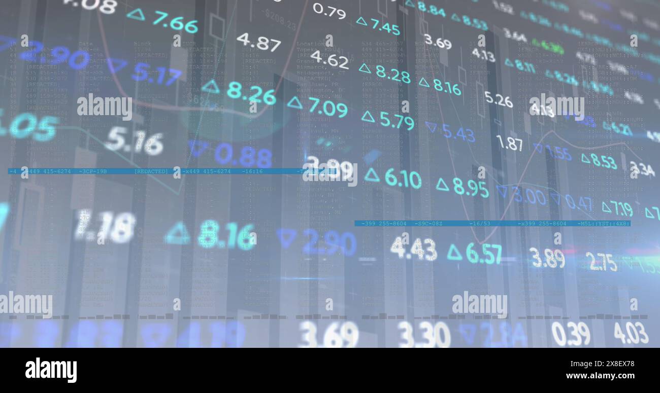Image du traitement des données statistiques et boursières sur fond bleu Banque D'Images