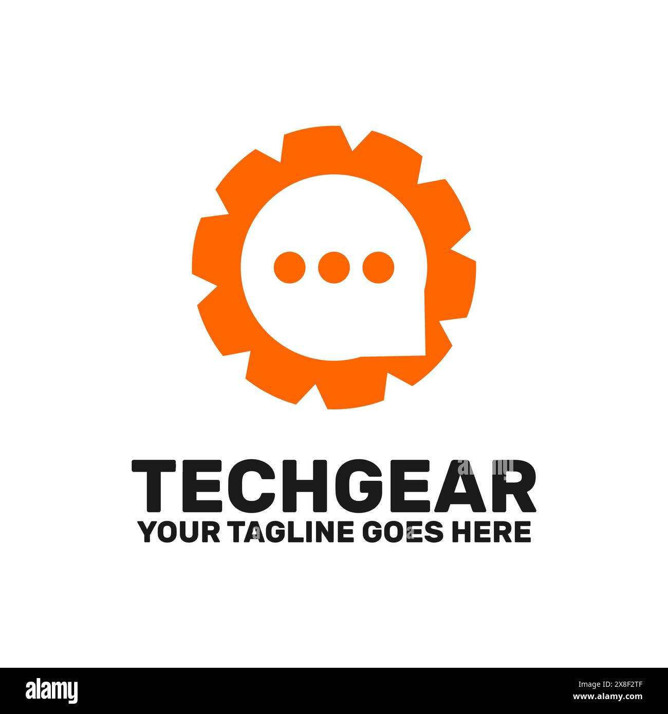 modèle de logo de chat technologique, une icône de chat gear Illustration de Vecteur