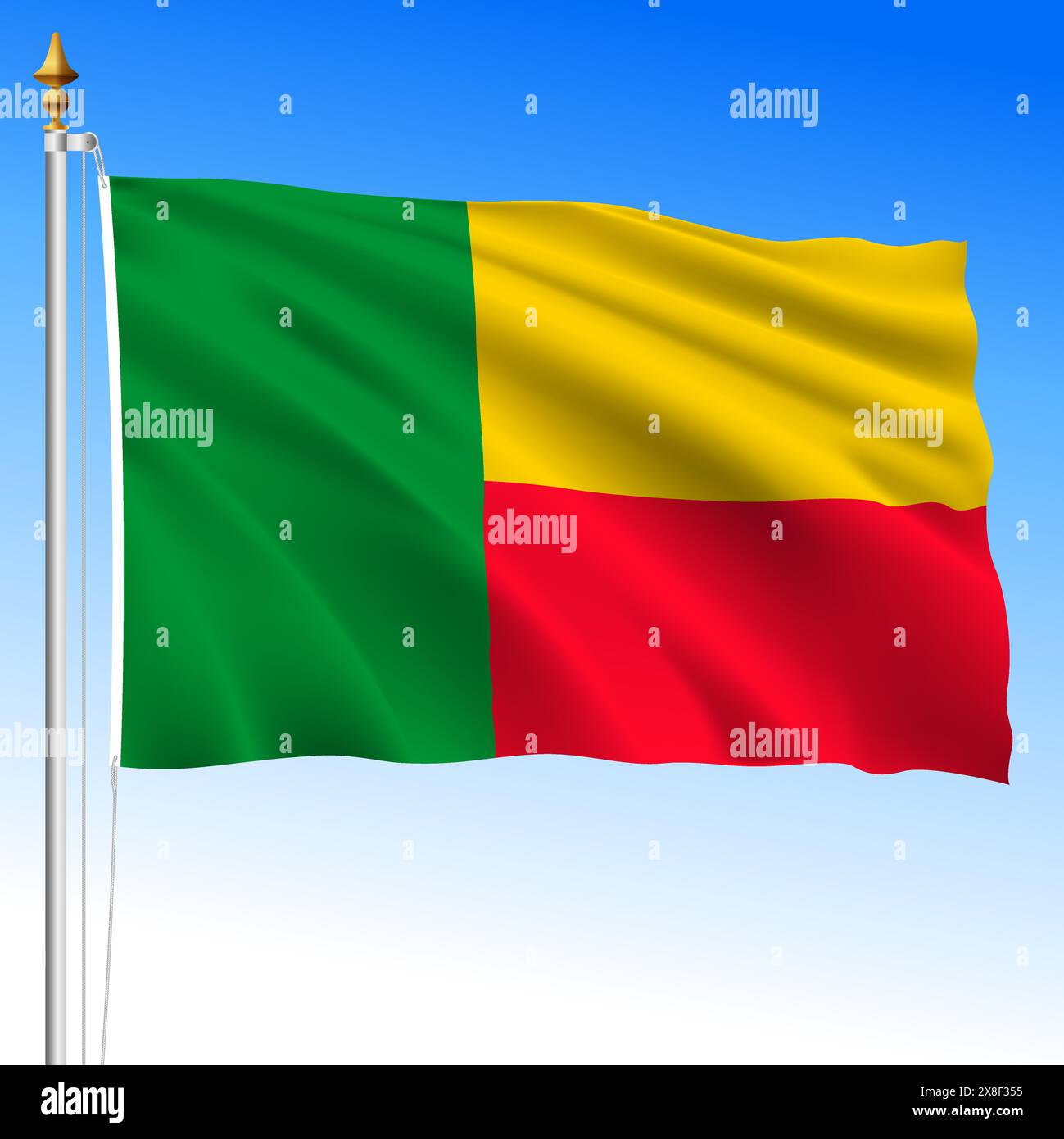 Bénin, drapeau officiel de l'ondulation nationale, pays africain, illustration vectorielle Illustration de Vecteur