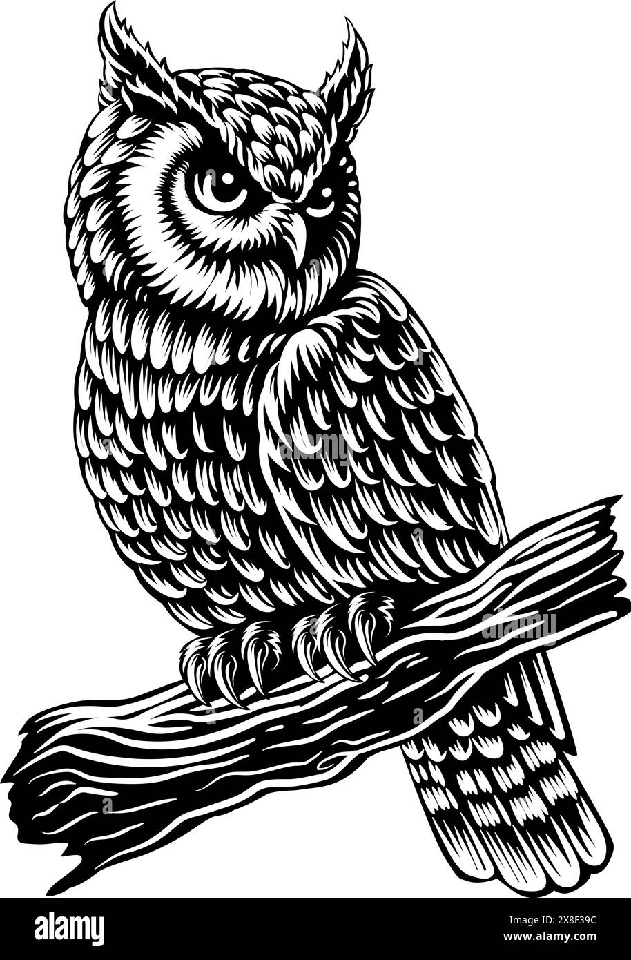 Oiseau mascotte hibou sur l'illustration d'un animal de branche Illustration de Vecteur Oiseau mascotte hibou sur l'illustration d'un animal de branche Illustration de Vecteur