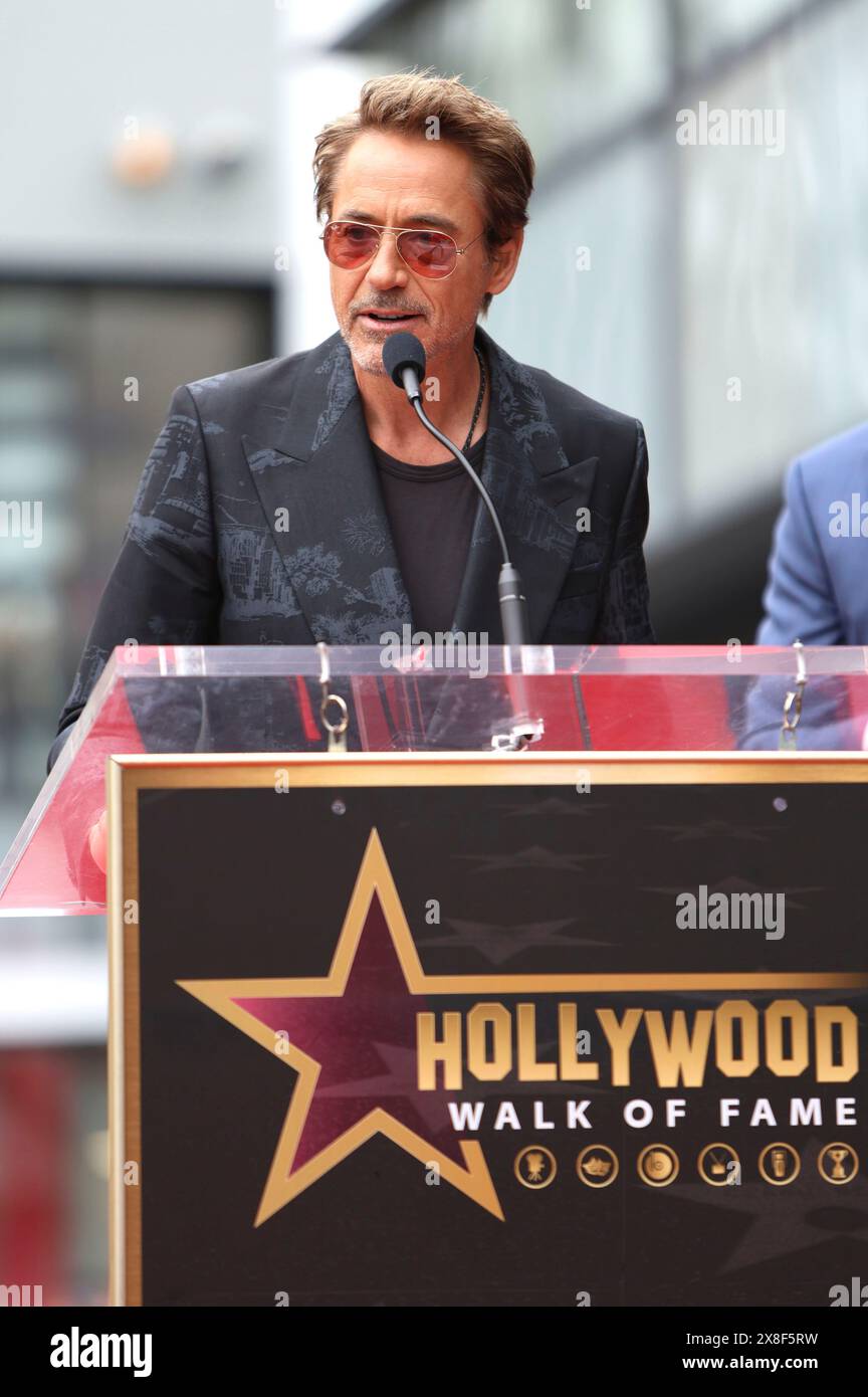 Robert Downey Jr. BEI der Zeremonie zur Verleihung von einem Stern et Chris Hemsworth auf dem Hollywood Walk of Fame. Los Angeles, 23.05.2024 Banque D'Images