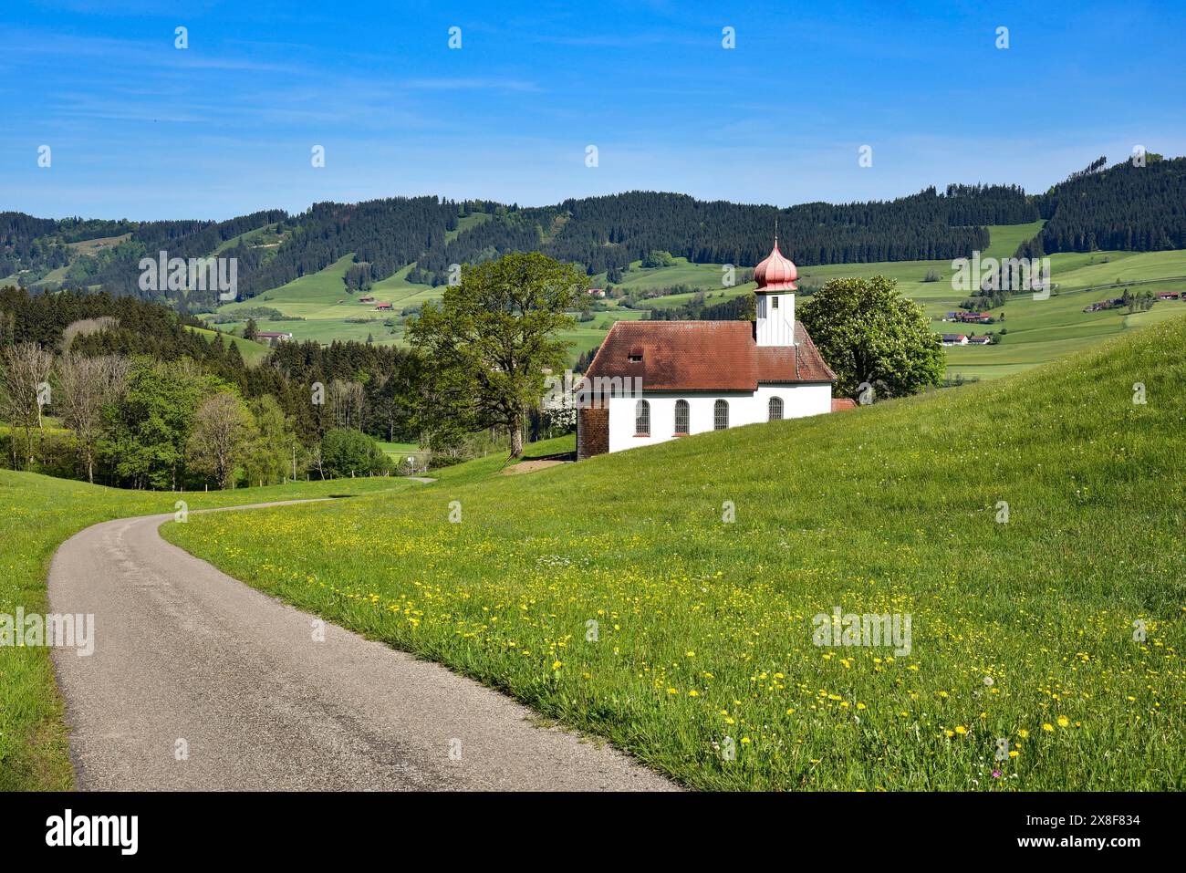 Chapelle Saint-Roch près de Waltrams dans la vallée de Weitnau, à Oberallgaeu, Souabe bavaroise, Bavière, Allemagne Banque D'Images
