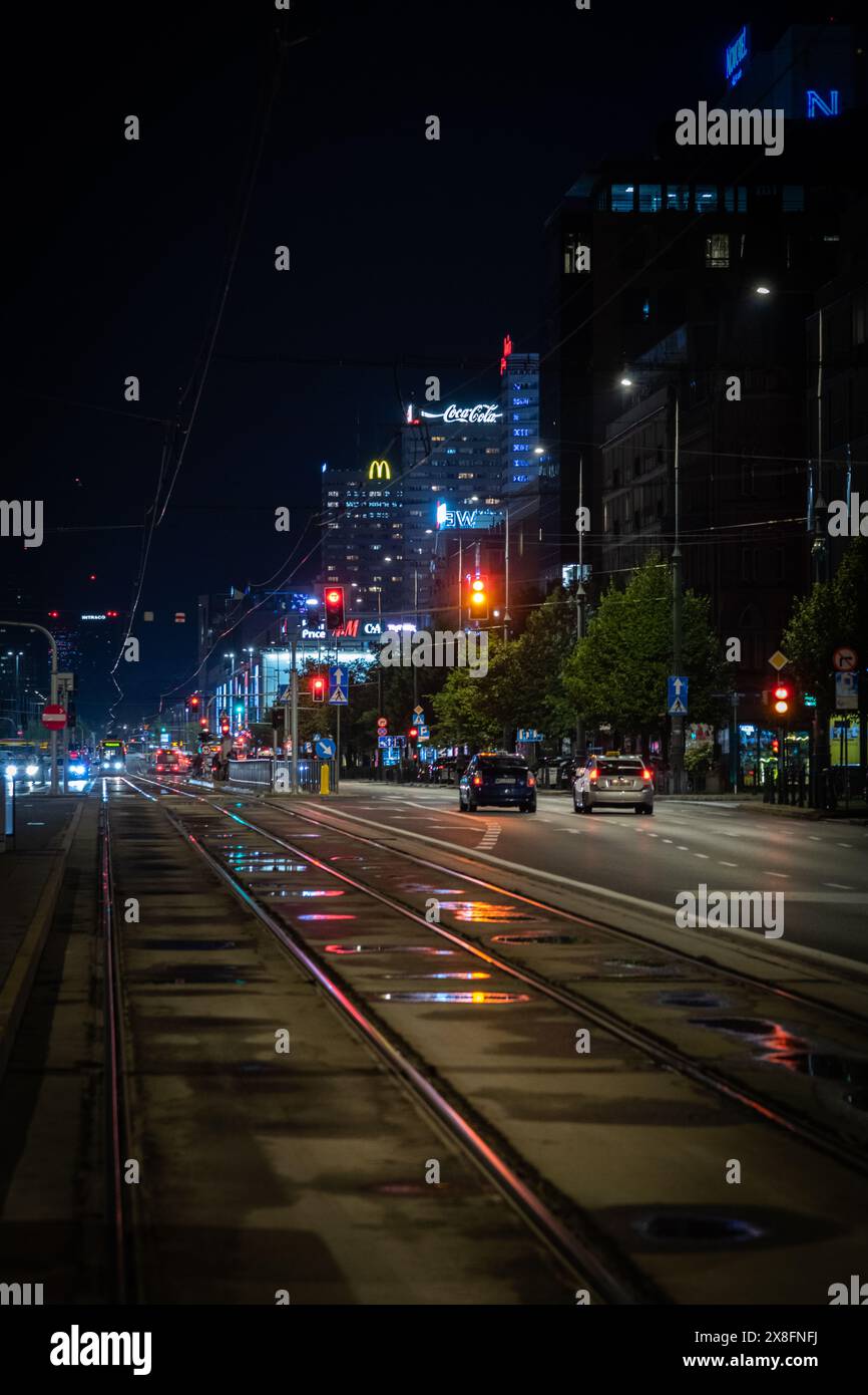 Tramways du centre-ville de Varsovie Banque D'Images