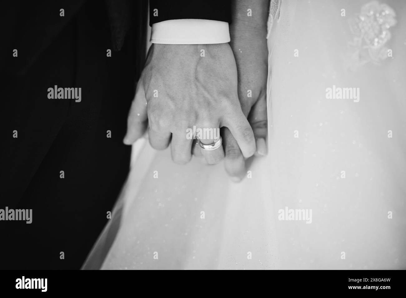 mariage, mariage, mariée, marié, photographie de mariage, amour, couple, mains, bagues Banque D'Images