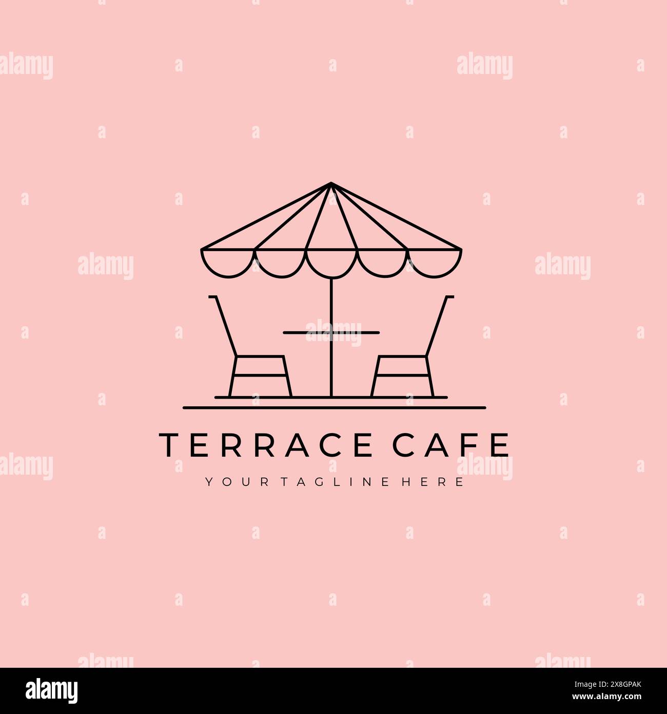 Conception d'illustration vectorielle de logo de café de terrasse Illustration de Vecteur