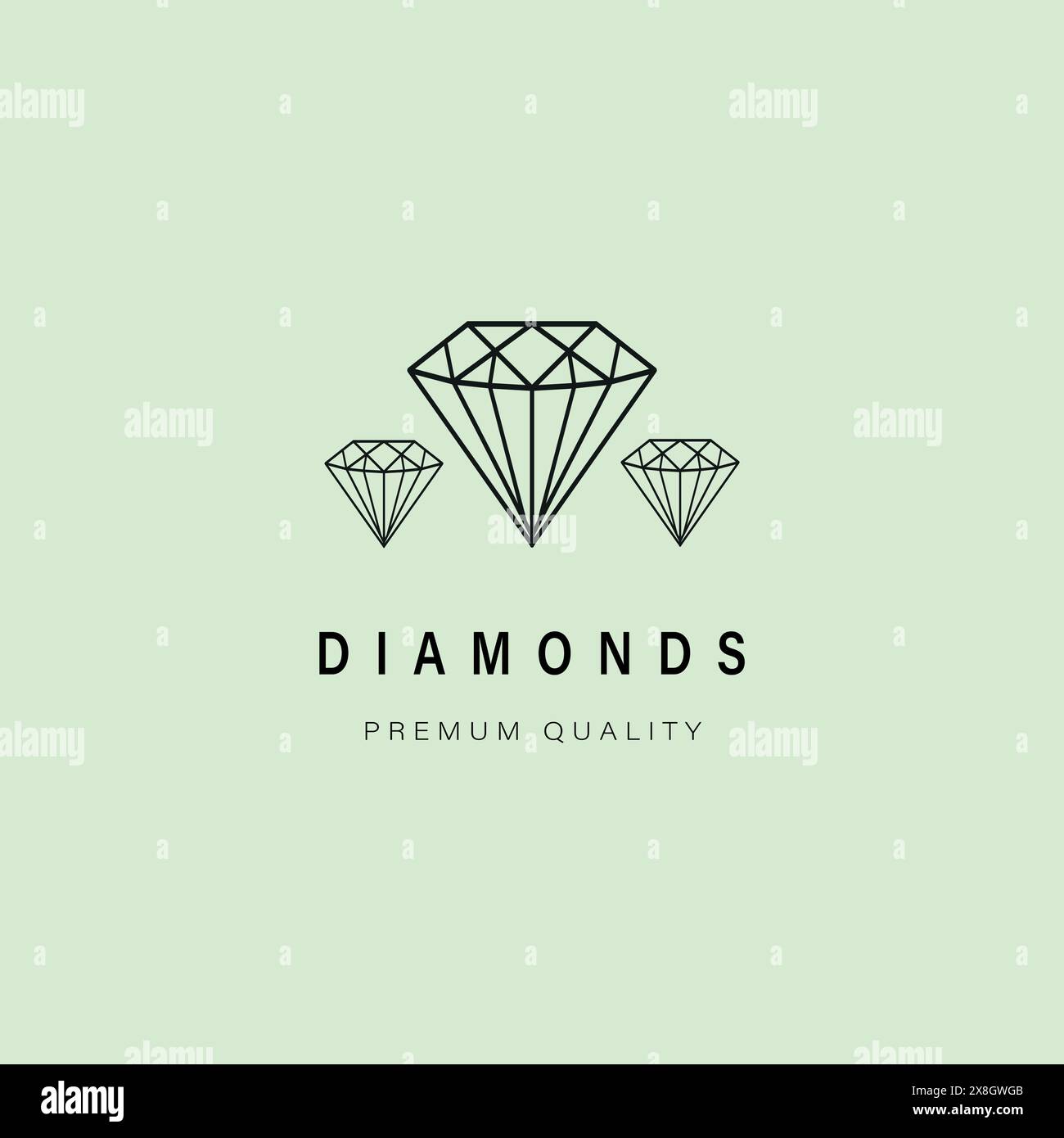 logo minimaliste de conception vectorielle de diamants d'art au trait Illustration de Vecteur