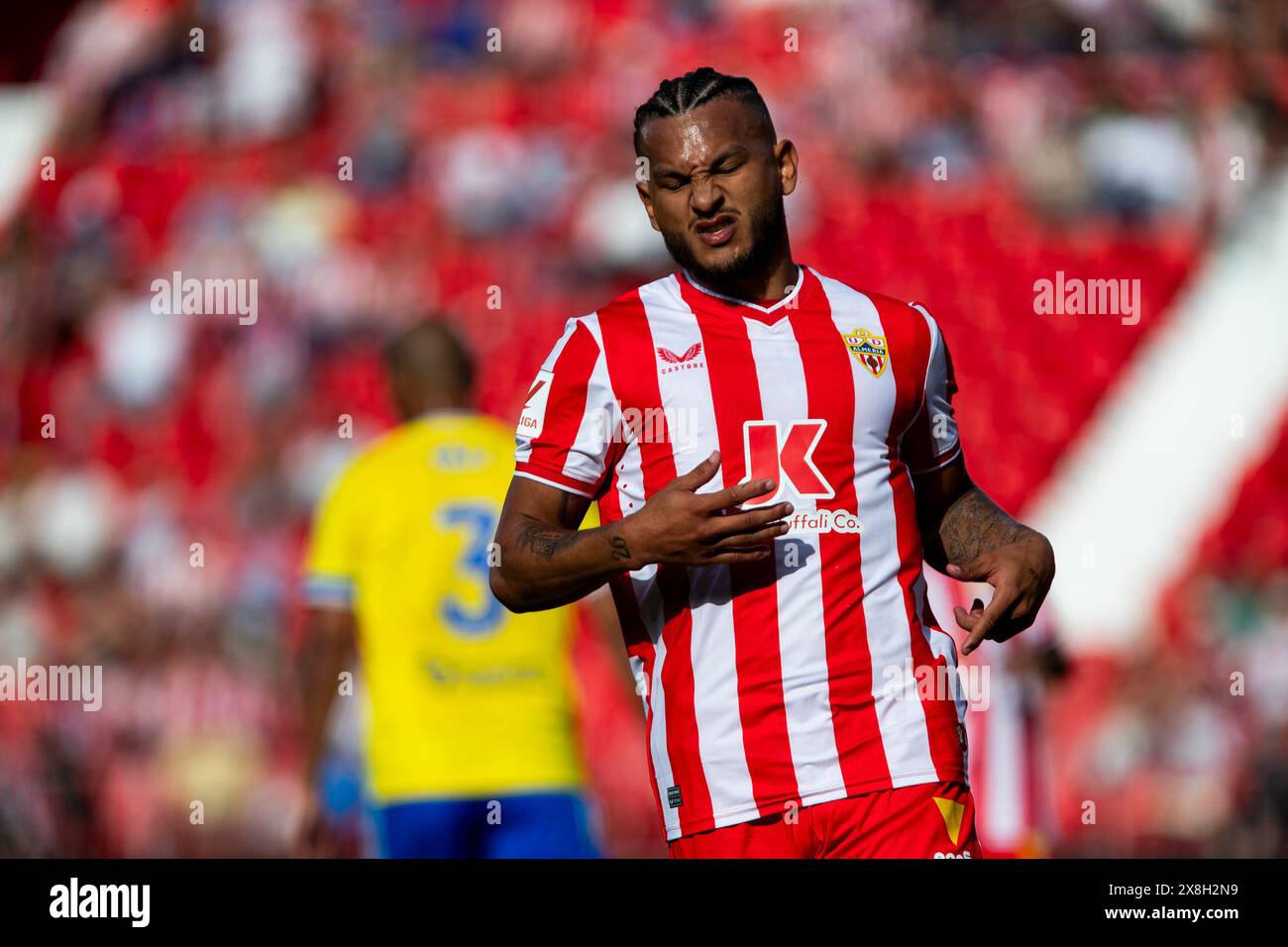 LUIS Suárez attaquant colombien de UD Almeria pendant le match, UD ALMERIA vs CADIZ CF, EA Sport League, First Division Championship, Power Horse Stadium Almeria, 25 mai 2024 Banque D'Images