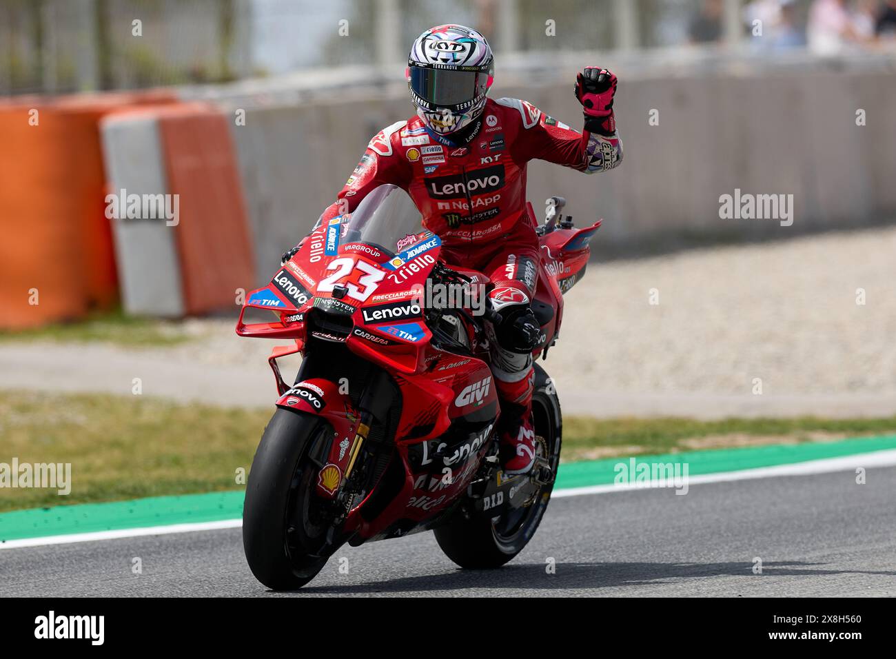 Barcelone, Espagne. 25 mai 2024. Enea Bastianini de l'Italie de Ducati Lenovo Team avec Ducati lors des qualifications du MotoGP Gran Premi Energi Monster de Catalunya 2024 au circuit de Barcelona-Catalunya à Barcelone. Crédit : DAX images/Alamy Live News Banque D'Images