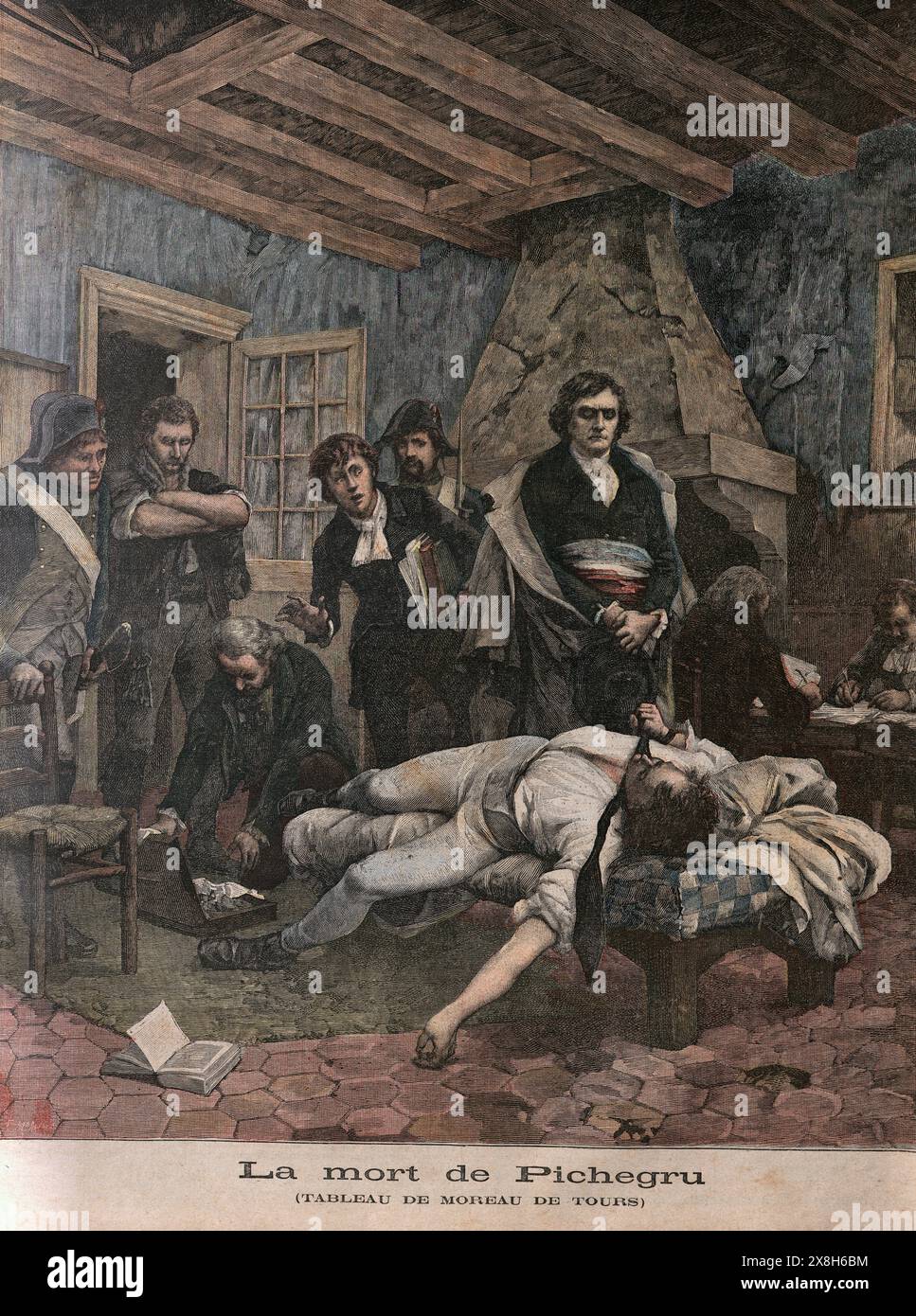 La mort de Jean-Charles Pichegru, un général français des guerres révolutionnaires, qui mena un coup d'État raté contre Napoléon, après la peinture par Georges Moreau de Tour Banque D'Images