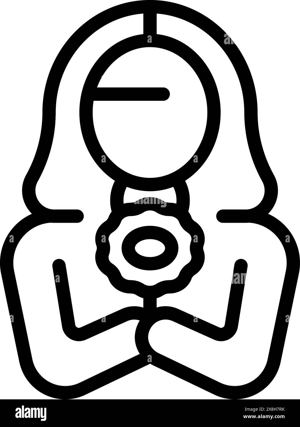 Femme sereine en méditation. Illustration minimaliste d'une femme méditant dans une posture calme et paisible. Symbolisant la pleine conscience et la paix intérieure. Parfait pour le yoga. Spiritualité Illustration de Vecteur