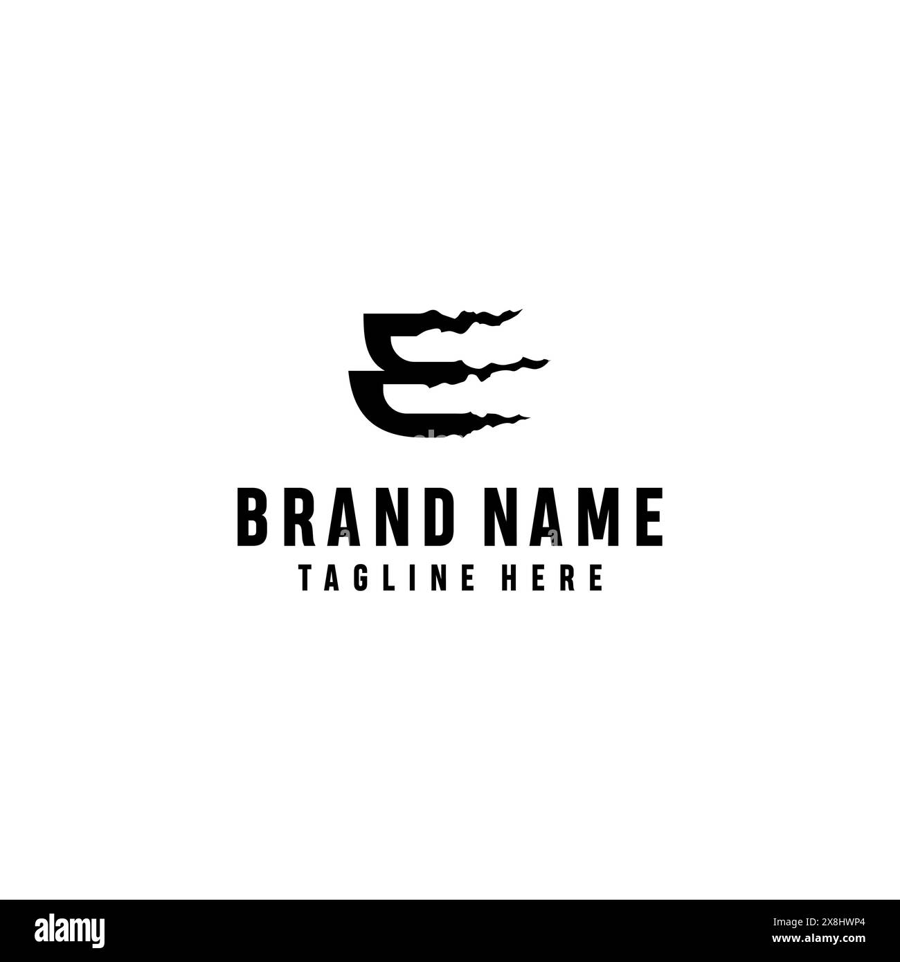 Initiales de la lettre E avec accent animal Strokes. Un logo audacieux et stimulant lettre E avec un accent de griffe de bête. Illustration de Vecteur