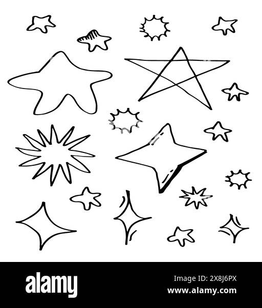 abstrait, art, artistique, arts, astérisque, fond, noir, carte, dessin animé, collection, mignon, décoration, design, doodle, dessin, dessiné, élément, geom Illustration de Vecteur