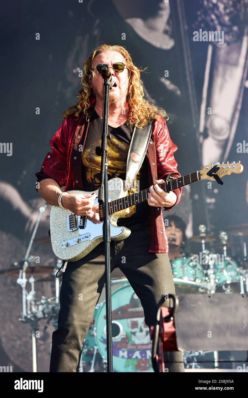 Napa, Californie, États-Unis. 25 mai 2024. Fher Olvera du groupe de rock mexicain MANA se produisant sur scène au BottleRock 2024 Music Festival. Crédit : Ken Howard/Alamy Banque D'Images