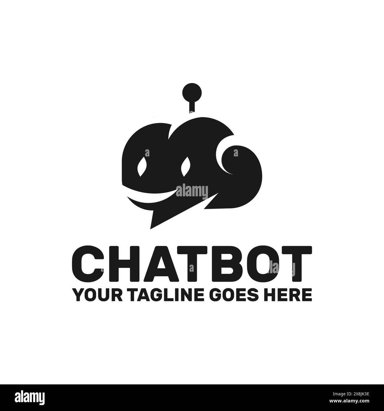 Modèle de logo des services SAAS chatbot, un robot souriant en forme de cloud. Illustration de Vecteur