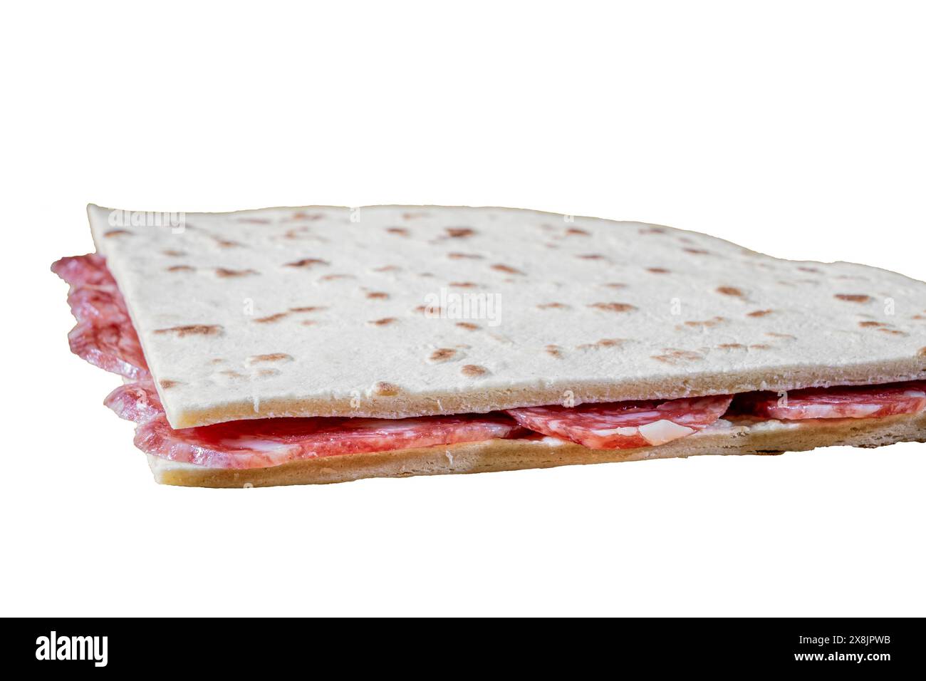 Piadina, un pain plat typique d'emilie romagne. Banque D'Images