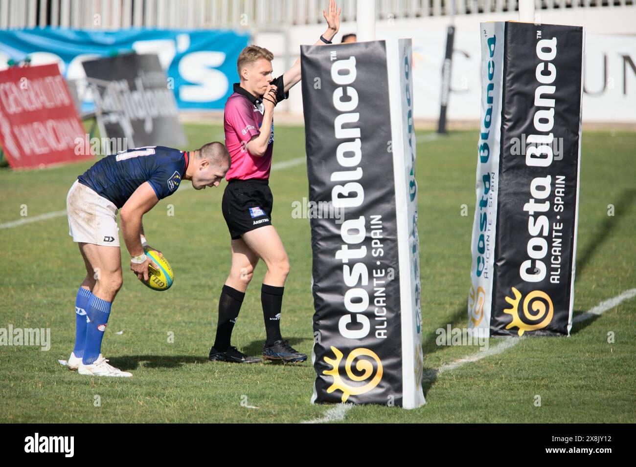 Villajoyosa, Espagne. 26 mai 2024. Croatie (33) et Belgique Barbarians (10) s'affrontent dans un match de rugby du 37ème tournoi Costa Blanca Rugby Sevens - dimanche 26 mai 2024. Sport - Rugby. (Photo de Alejandro van Schermbeek/AVS photo Report) Banque D'Images