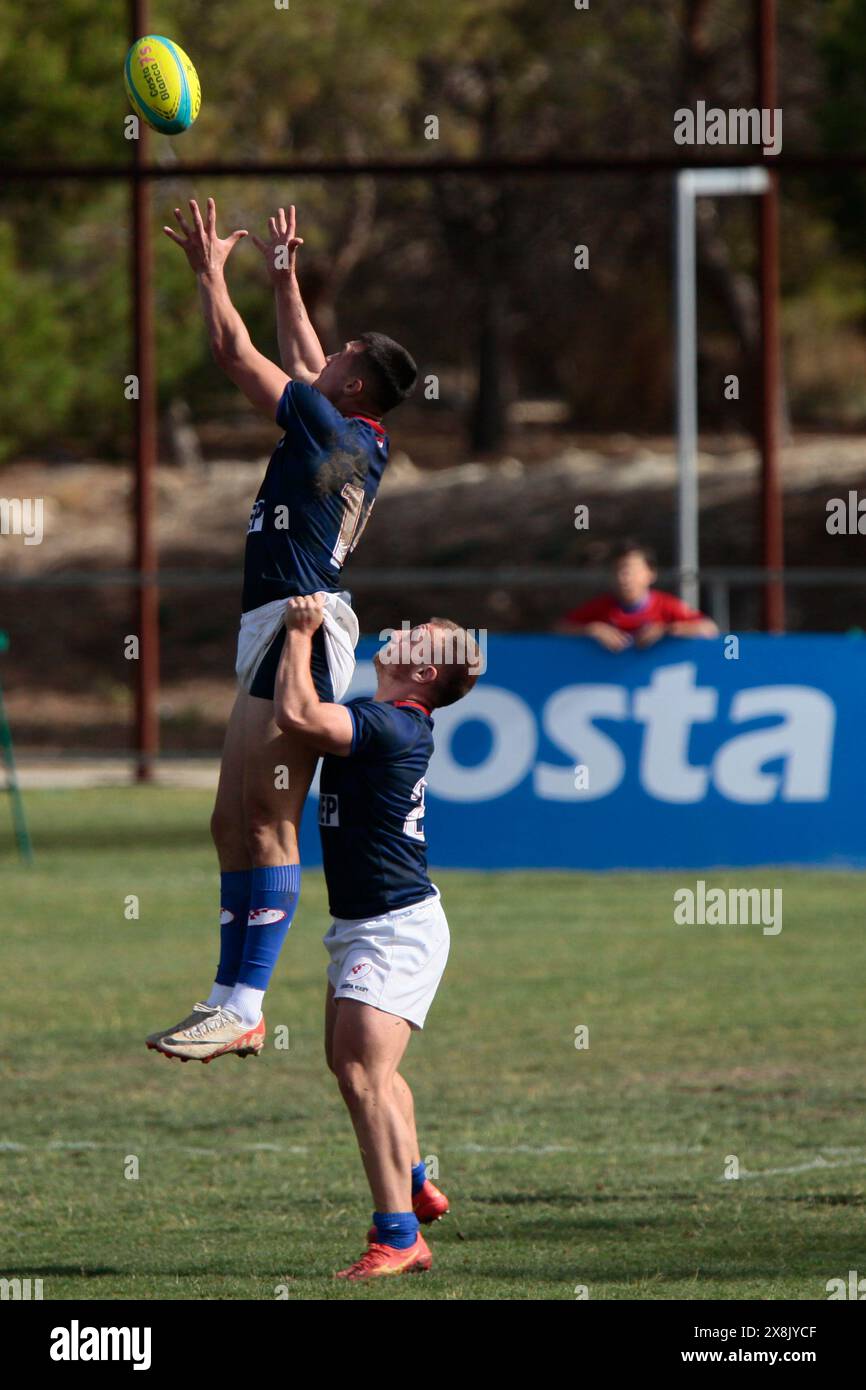 Villajoyosa, Espagne. 26 mai 2024. Croatie (33) et Belgique Barbarians (10) s'affrontent dans un match de rugby du 37ème tournoi Costa Blanca Rugby Sevens - dimanche 26 mai 2024. Sport - Rugby. (Photo de Alejandro van Schermbeek/AVS photo Report) Banque D'Images