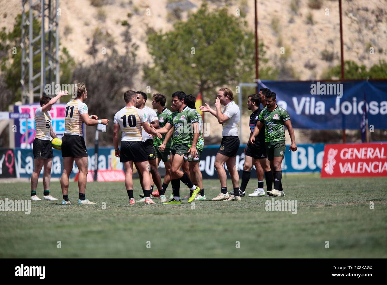 Villajoyosa, Espagne. 26 mai 2024. Aviator Barbarians (Espagne) et Beltway Elite (USA) s'affrontent dans un match de rugby du 37ème tournoi de rugby à sept de la Costa Blanca - dimanche 26 mai 2024. Sport - Rugby. (Photo de Alejandro van Schermbeek/AVS photo Report) Banque D'Images