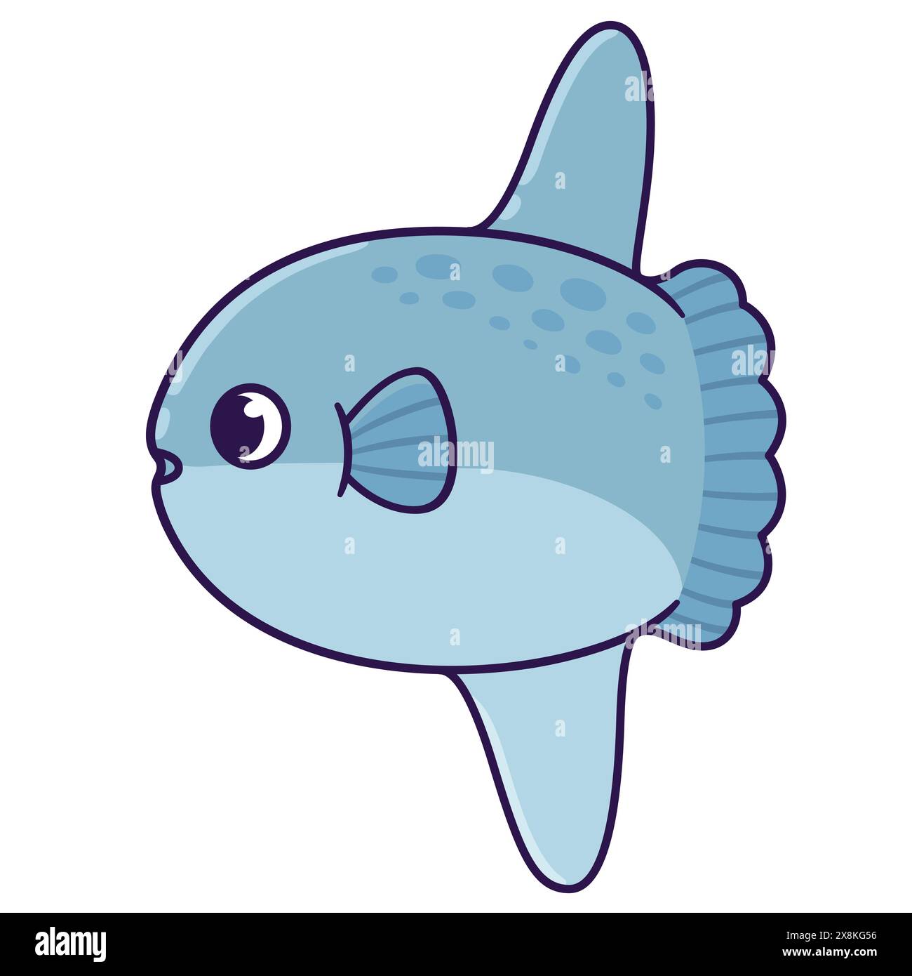 Dessin de Sunfish de dessin animé mignon. Poisson de soleil dans le style dessiné à la main simple, illustration vectorielle. Illustration de Vecteur