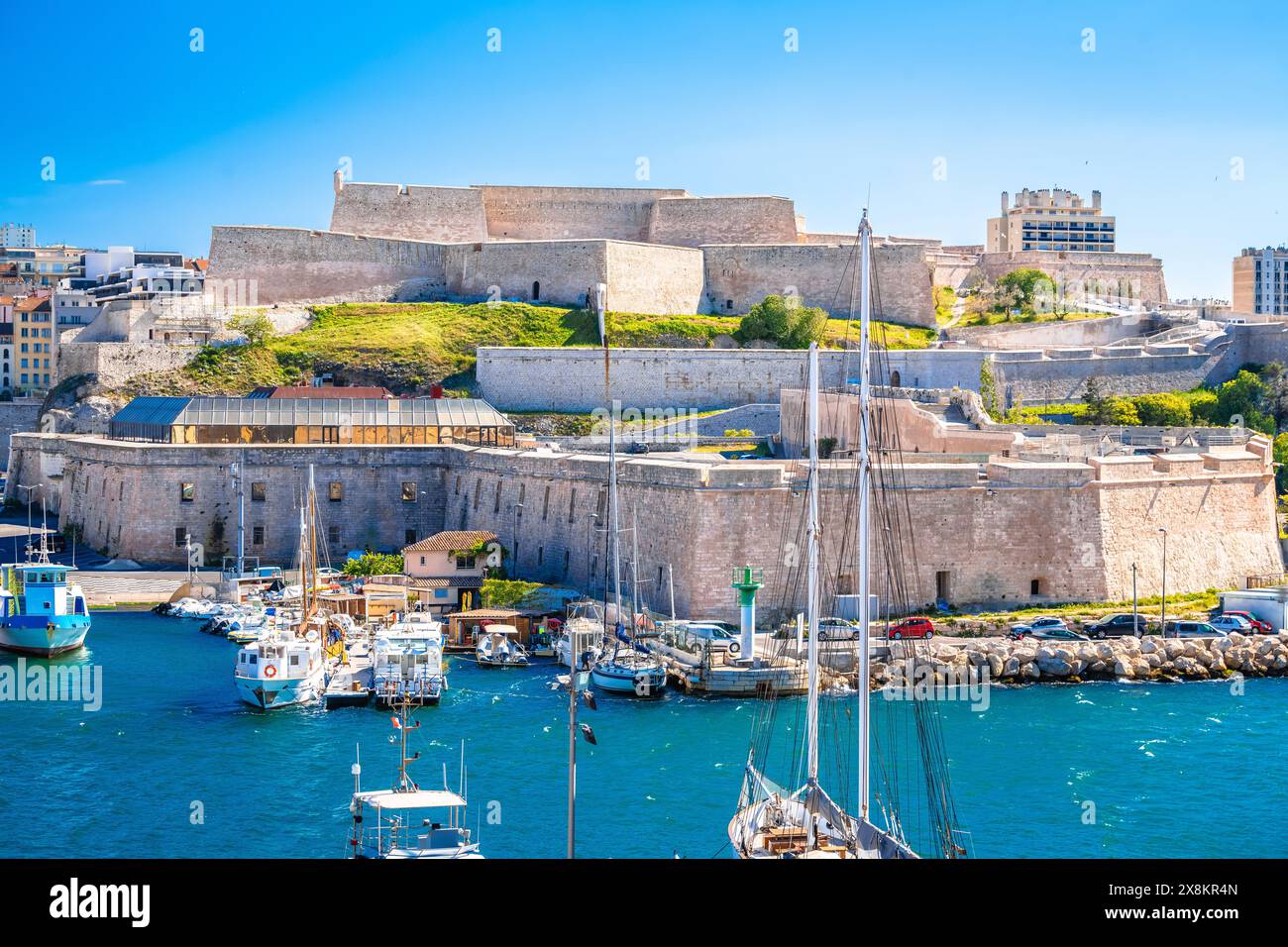 Marseille Fort Saint Nicolas vue mer, sud de la France Banque D'Images