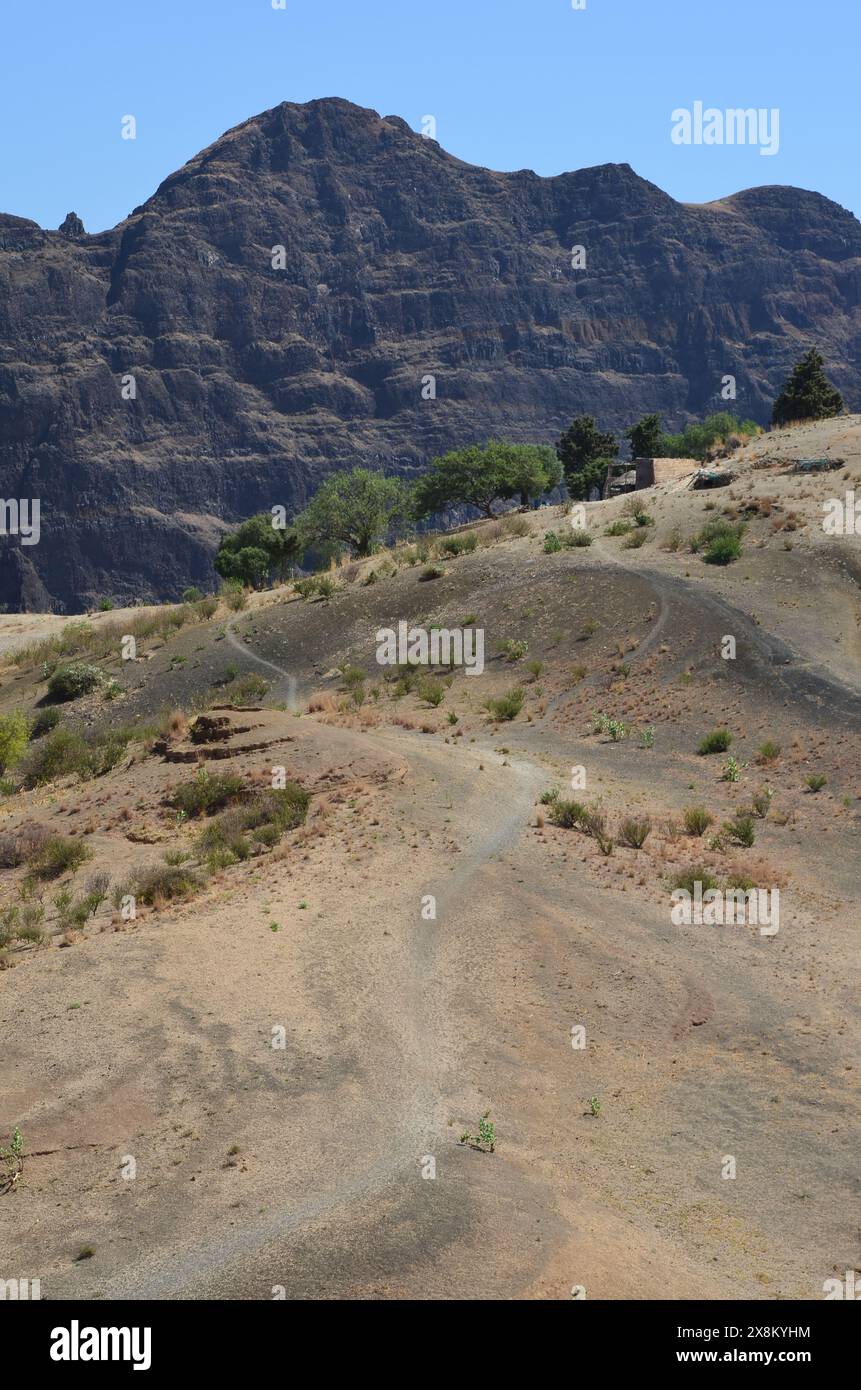 Paysages volcaniques accidentés dans l'ouest de Santo Antao, Cabo Verde Banque D'Images