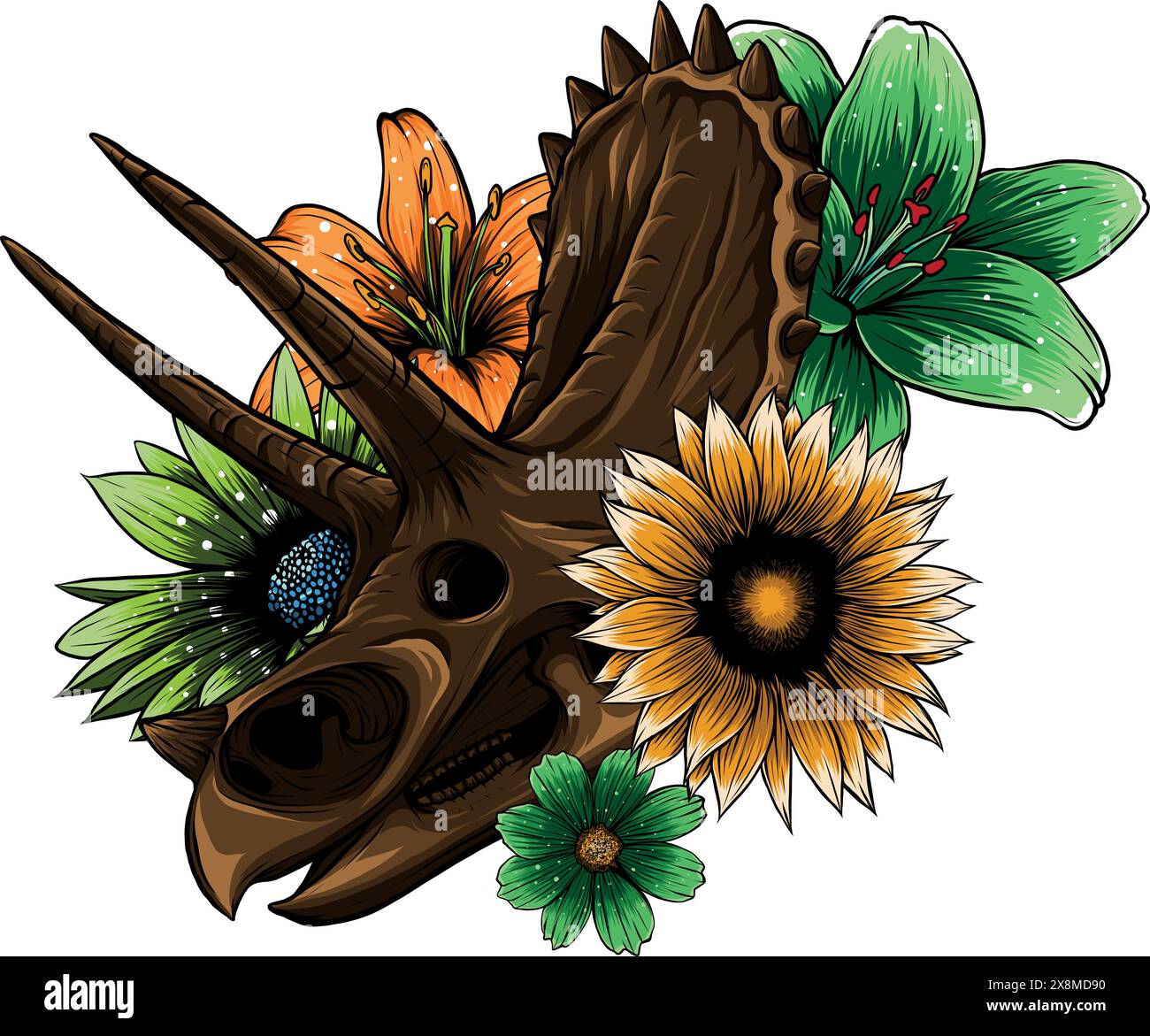 crâne de dinosaure de triceratops. illustration vectorielle Illustration de Vecteur