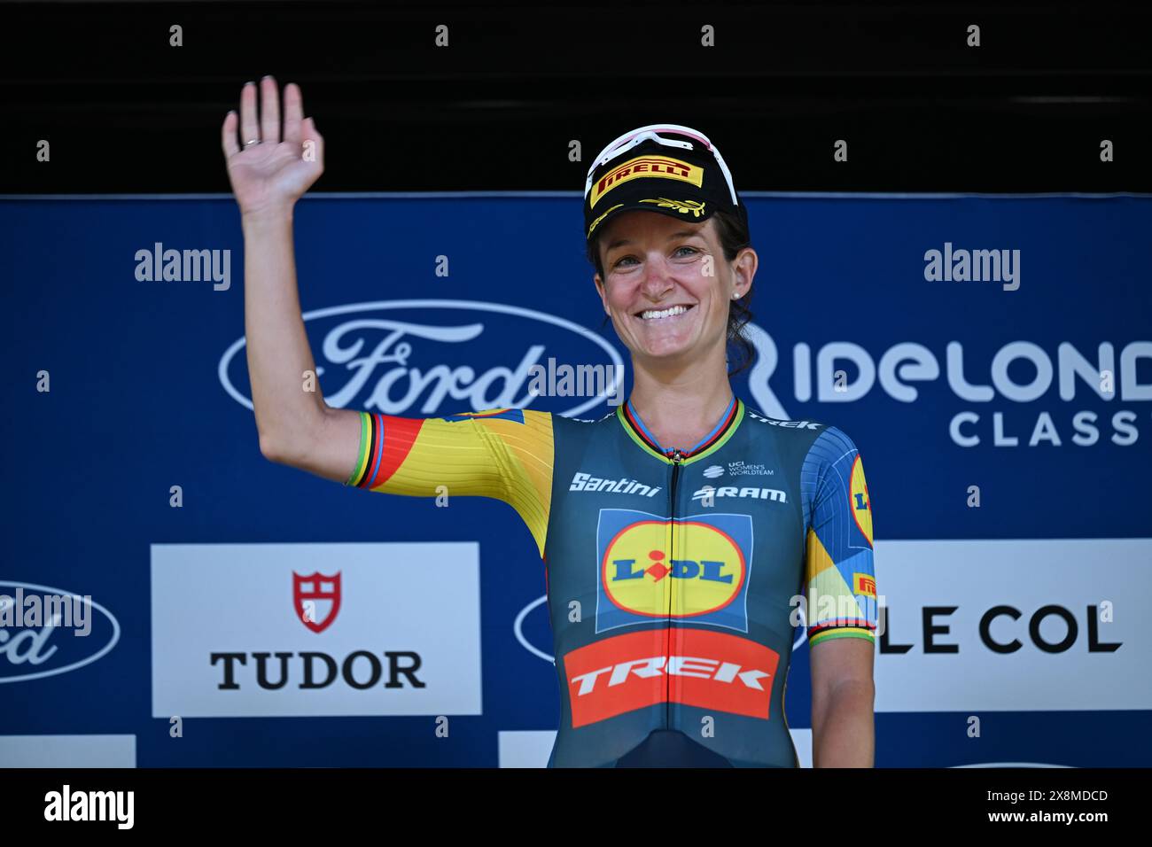 Londres, Royaume-Uni. 26 mai 2024. Elizabeth Deignan pour l'équipe Lidl Trek est la meilleure coureuse britannique lors de la dernière journée du WorldTour 2024 Ford RideLondon classique - la troisième et dernière étape de la course à Londres. Crédit : Peter Goding/Alamy Live News crédit : Peter Goding/Alamy Live News Banque D'Images